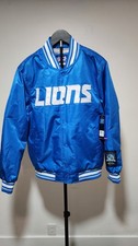 🔥🔥🔥 DEAL!!!!! Lg  NWT Detroit Lions Satin Varsity Jacket Ultra Game Blue Mens