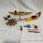 Vintage 1985 PLAYMOBIL 3466 ARCTIC KAYAK Inuit Eskimo Dog Sled Almost Complete