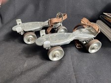 Vintage Metal Pair Of Hustler Speed King Roller Skates WIth Leather Straps