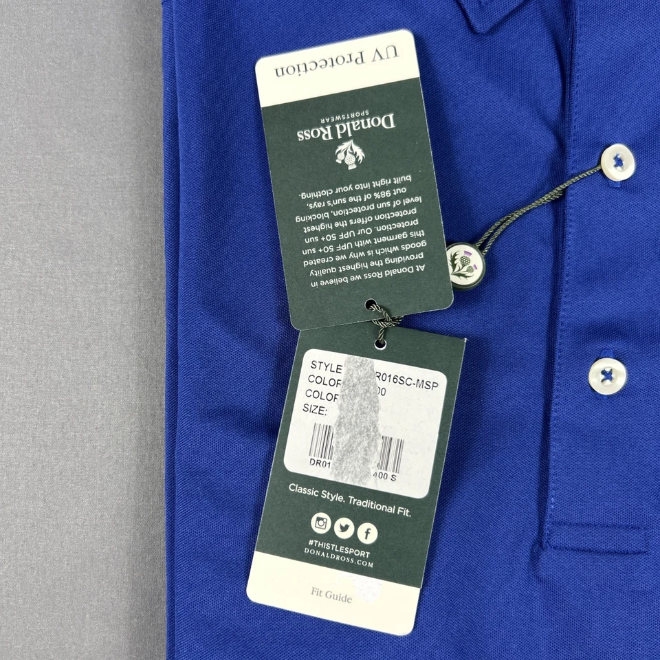 Camisa de golf Donald Ross polo pecho logotipo PGA pequeña azul poliéster nueva con etiquetas precio de venta sugerido por el fabricante 120 USD Foto 3 de 4