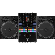 Pioneer DJ PLX-CRSS12 Hybrid Direct Drive Turntable Pair and DJM-S11 2-channel
