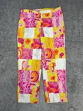 Vtg Lilly Pulitzer Cropped Pants Womens 8 Multicolor King Court Patch Cotton