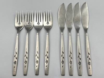 Vintage OneidaCraft Deluxe Edelstahl Capistrano Rose Gabeln & Fischmesser Set