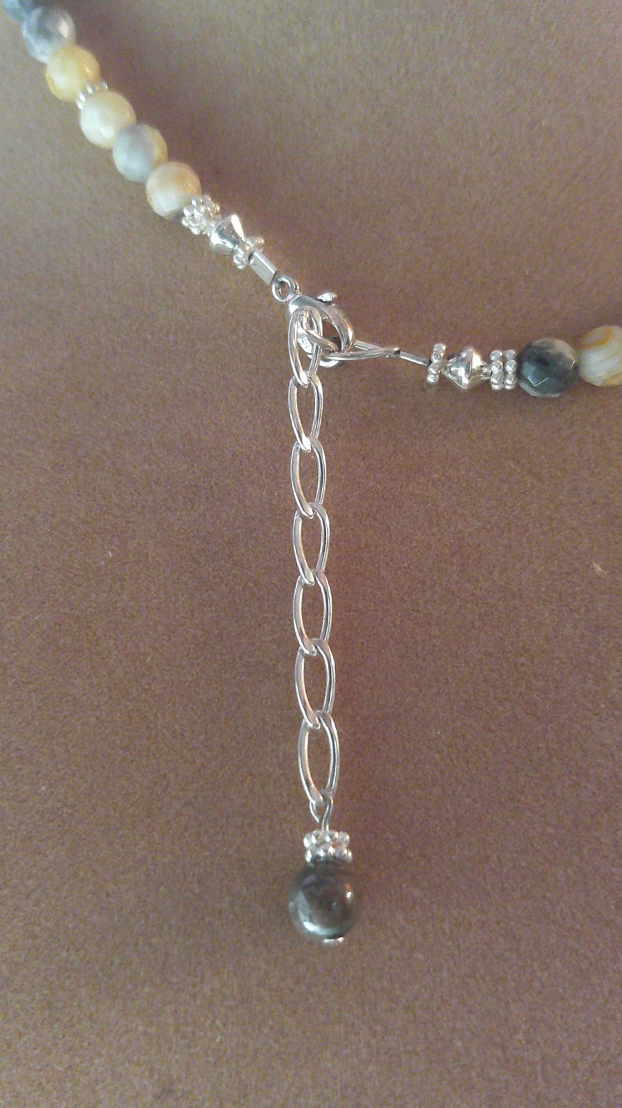 Multi-Colored Agate .925 Sterling Adjustable Neck… - image 3