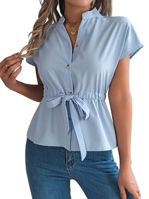 Damen Button-Down-Blusen, Lässige -Tops, Elegante Chiffon-Arbeitshemden, He8568