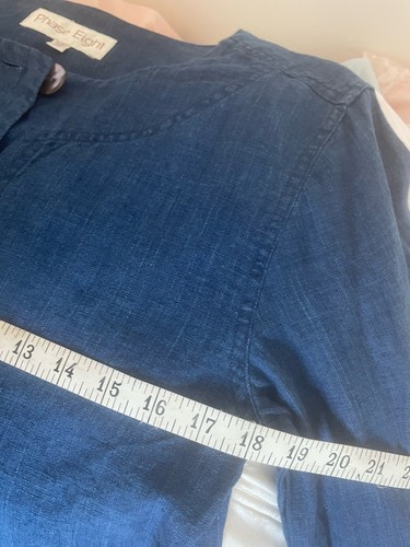 Phase Eight Blazer Jacket 100% Linen Blue Button Front Fastening Size 10 - Picture 9 of 10
