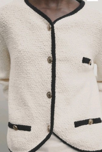 MASSIMO DUTTI, Cardigan, Strickjacke, Strickblazer, M 38,40, Beige, SchwarzNeu - Bild 11 von 11