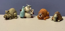 Paolo P. Chiari Lot of 4 Resin Figurines Cow Cat Turtle Rhino Italy
