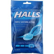 5 Pack Halls Triple Soothing Action Cough Drops, Mentho-Lyptus, 30 Ct