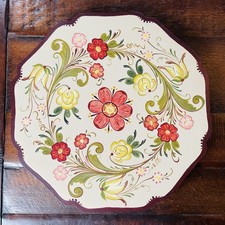 Vintage Norwegian Rosemaling Wood Plate Artist Signed 13.25  Folk Art