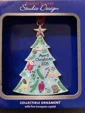 New Regent Square Christmas Tree Collectible Ornament Fine Crystal NIB 2025