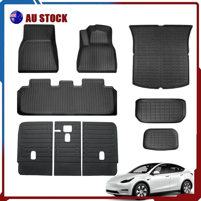 Car Floor Mats Boot Liner Back Seat Cover Guards Set For Tesla Model Y 2022-2024