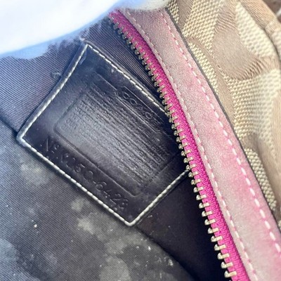 COACH Soho Signature Handbag Mini Boston Bag Turnlock Pink Beige