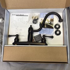 Kingston Heritage Oil Rubbed Bronze 8 Inch Twin Lever Kitchen Faucet Plastic Spr