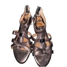 Sofft Metallic Leather Strappy Wedge Sandals Size 7.5