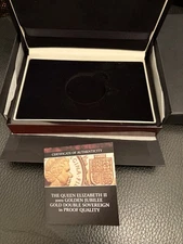 2002 Gold proof Double Sovereign Box & Coa, NO COIN.