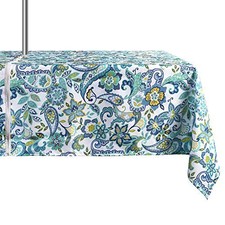 Modern Flower Outdoor Tablecloth Water 84" x 60" Rectangular Paisley