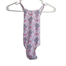 Victorias Vintage Jewels Girls Floral White One Piece Swimsuit Bow Print Size 5Y