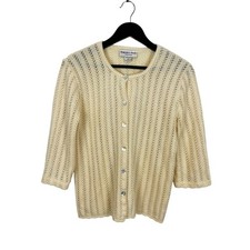 VTG Hampshire Studio Made in USA Crochet Cardigan Womens Size Medium Cottagecore