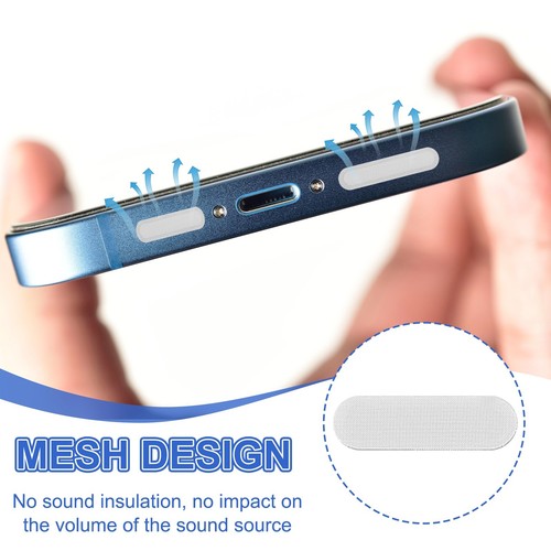 10 Pcs 0.63"x0.2" Phone Dustproof Net Sticker Speaker Cover with Tweezer Silver - Zdjęcie 3 z 7