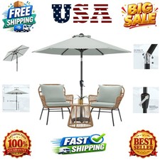 7.5FT with Push Button Tilt and Crank, Outdoor Market Umbrella with 6 Sturdy ...
