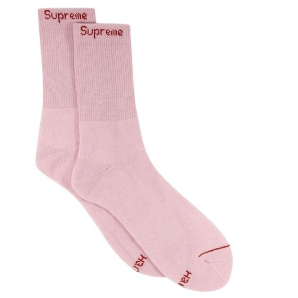 Supreme Hanes Crew Socks, Pink, Single Pair, Mens 6-12, FW21, Hypebeast, New