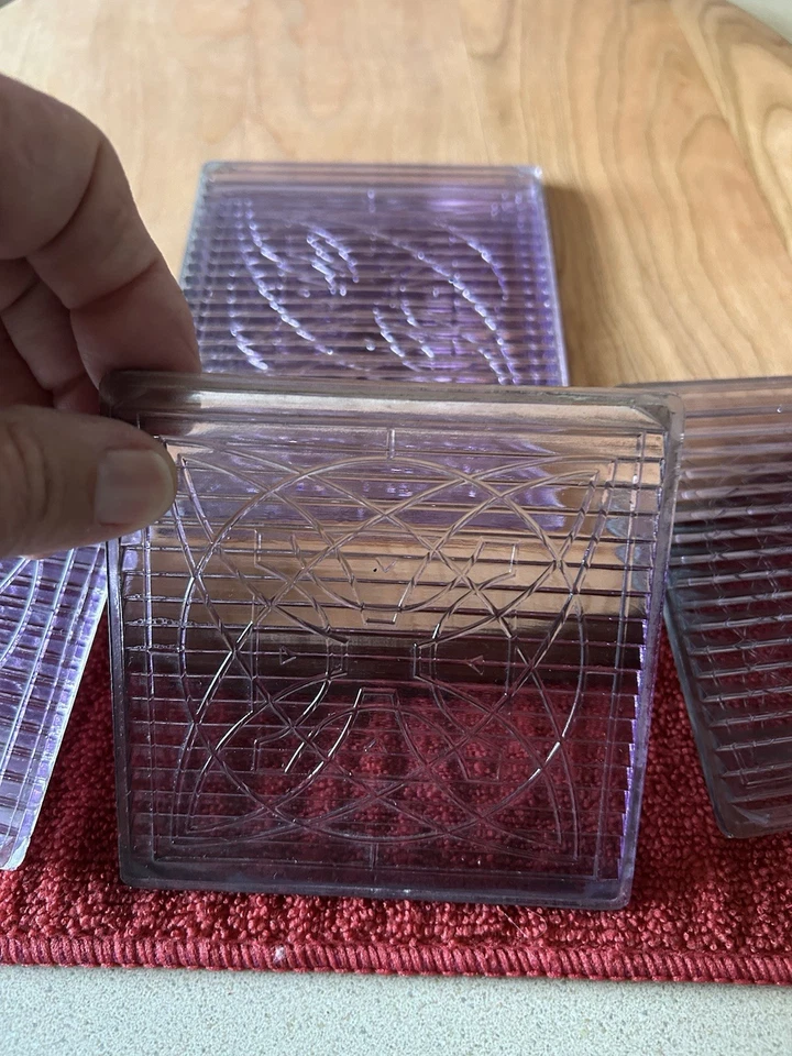 Four 1896 Frank Lloyd Wright Transom Luxfer Prism Glass Tiles Flower Antique - Image 2 of 3