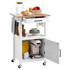 VEVOR 18x23in Kitchen Island Cart Rolling Storage Table with Single Door Cabinet