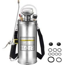 2 Gallon Stainless Steel Sprayer w/3' Hose Ground Clean and Sanitizin