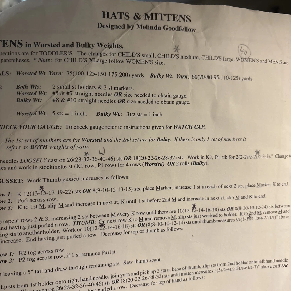 Yankee Knitter Designs Knitting Pattern #26 Vintage 1996 Stripped Hat & Mittens - Image 2 of 4