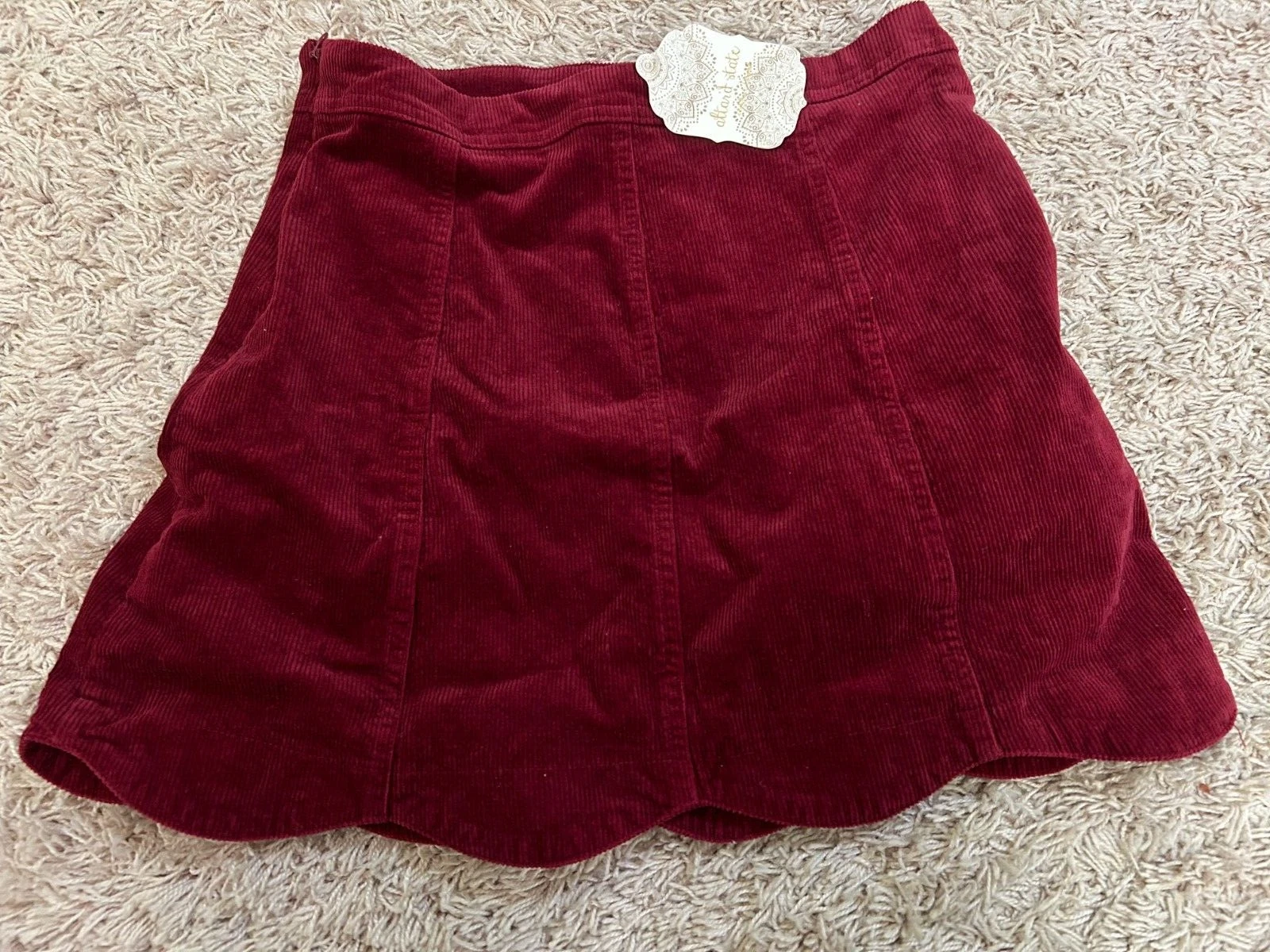 Women's Altar'd State Burgundy Corduroy Skirt - NEW WITH TAGS - Size Medium