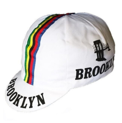 CAPPELLINO CAPPELLO CICLISMO BICI TEAM RETRO BROOKLYN BIANCO