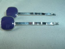PURPLE LUCITE METAL BOBBY PINS UP DO HAIR ACCESSORY SET OF 2