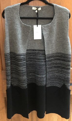 Cocogio Italy Women’s Gray Black Ombré Wool Blend Vest Size M: NWT! - 第 1/8 張圖片