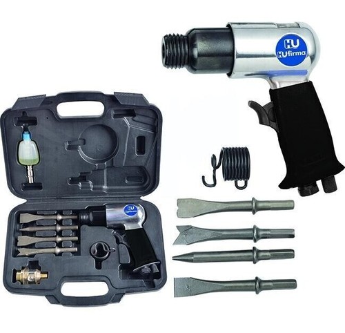 MARTELLO PNEUMATICO AD ARIA COMPRESSA SCALPELLATORE CON PUNTE E SCALPELLI 125mm - Foto 4 di 5