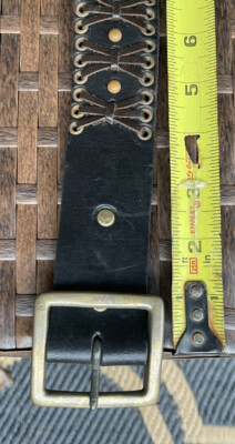 HTC Hollywood Trading Co Black Brown Belt Threaded Design Sz 34