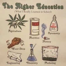 THE HIGH EDUCATION POT WEED MARIJUANA LEAF MARY JANE SHIRT #MJ-11 POCKET