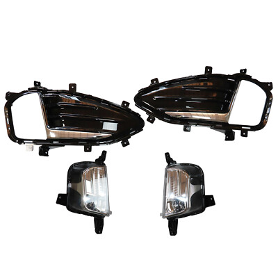 Fit Ford Edge 2019-2021 Pair LED Front Bumper Fog Lights Lamps + Bezel LH + RH