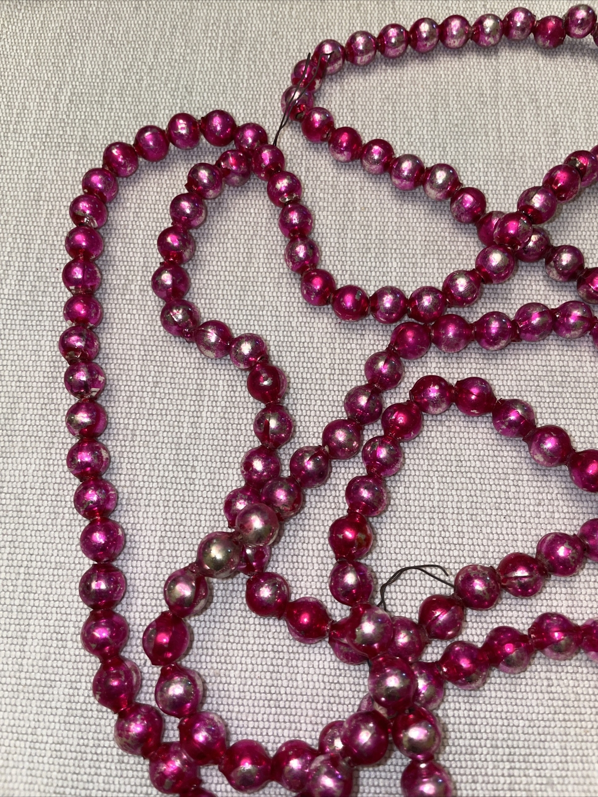 Vintage PINK Mercury Glass Bead Christmas Garland Pink Beads 104” eBay