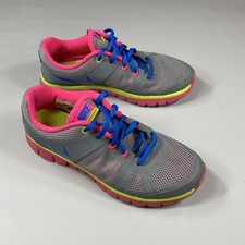 Nike Girl's Flex Run Gray Mesh Lace Up Athletic Shoes 642755-002 Size 6Y