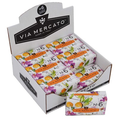 Via Mercato No.6 Soap Bar CASE OF 12 Fig, Orange Blossom and Cedarwood 200 gram
