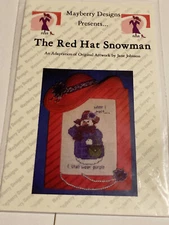 NEW RARE Mayberry Designs THE RED HAT SNOWMAN Cross Stitch CHART PACK