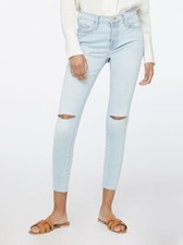 FRAME DENIM Le Skinny De Jeanne Ripped Knee Crop Jean Pacifica Rips 25 $195 #279