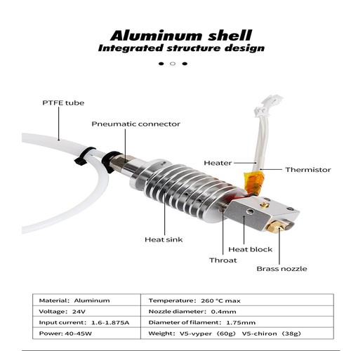 24V Hotend Kit V5 J-head for Anycubic E3D V5 Vyper/Chiron 3D Printer Parts - Bild 2 von 13