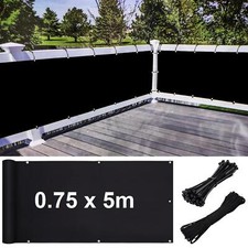 Black Garden Privacy Screen Net Fence Balcony UV Sun Shade Windbreak 0.75 x 5m
