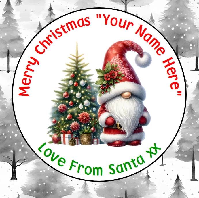 LABEL WARRIOR PERSONALISED CHRISTMAS SANTA STICKERS NAME LABELS GIFT FATHER CHRISTMAS TREE