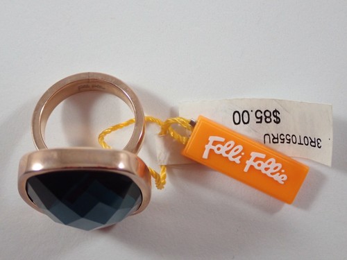 NWT FOLLI FOLLIE ELEMENTS ROSE GOLD-TONE w/ GREEN GLASS FASHION RING SIZE 7.5 - Picture 8 of 8
