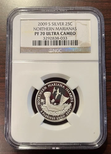 2009-S NORTHERN MARIANAS SILVER QUARTER NGC PF 70 ULTRA CAMEO 