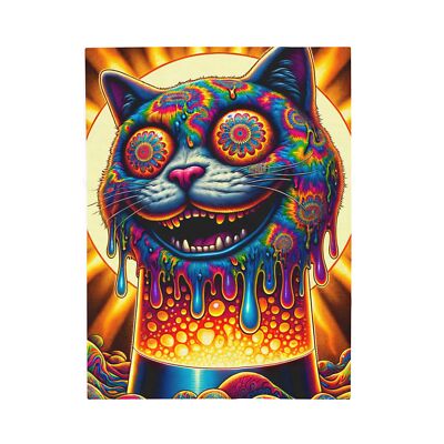 Velveteen Plush Blanket Liquid Groovy Cat Meltdown