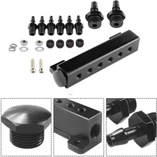 6 Port Vacuum Block Intake Manifold Kit Fuel Wastegate Turbo Boost 1/8NPT